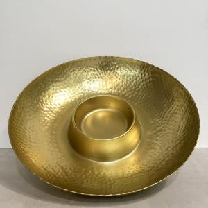 Gold Hammered Chip and Dip Tray.  Food Safe or Decorative
