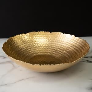 Gold Hammered Shallow Bowl.  Food Safe or Decorative