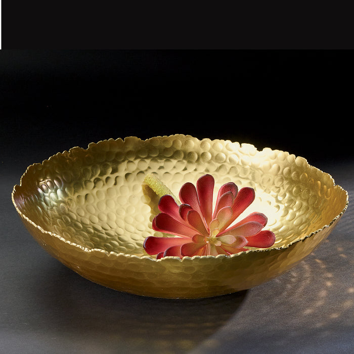 Gold Hammered Shallow Bowl.  Food Safe or Decorative