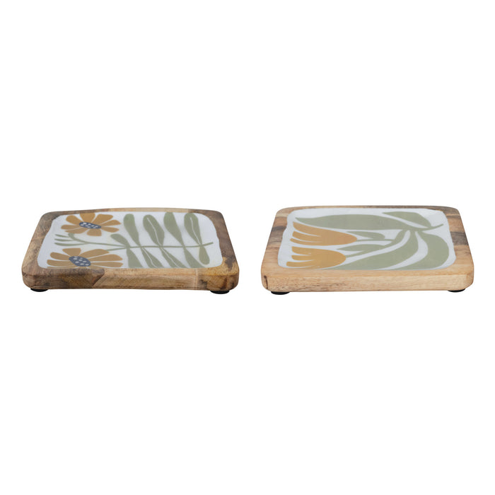 Enameled Mango Wood Plate - 2 Styles!