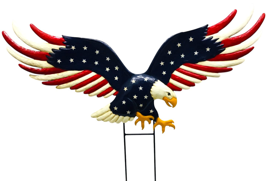 American Eagle on Two Poles.  24” x 32” Outdoor Metal Yard Art.  Perfect for celebrating 250 Years of the USA. ⚠️ Oversized Item.  Store Pick Up Only! No Shipping.
