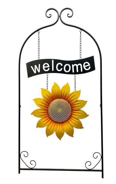 Sunflower Welcome Metal Yard Sign / Plant Trellis.  44” Tall x 19” Wide. ⚠️ Oversized Item.  Store Pick Up Only! No Shipping.