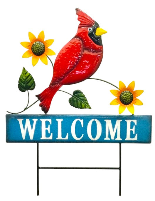 Cardinal & Sunflower Welcome Yard Sign.  29” x 20” ⚠️ Oversized Item.  Store Pick Up Only! No Shipping.