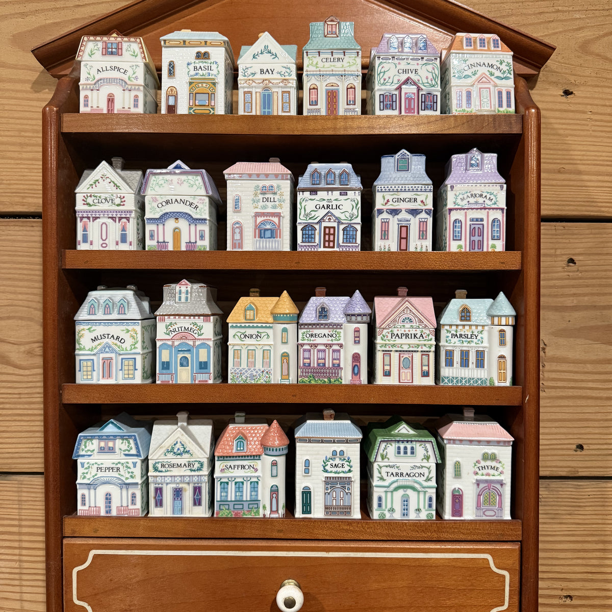 Vintage 1989 Lenox Spice Village. All 24 Jars with Display Rack