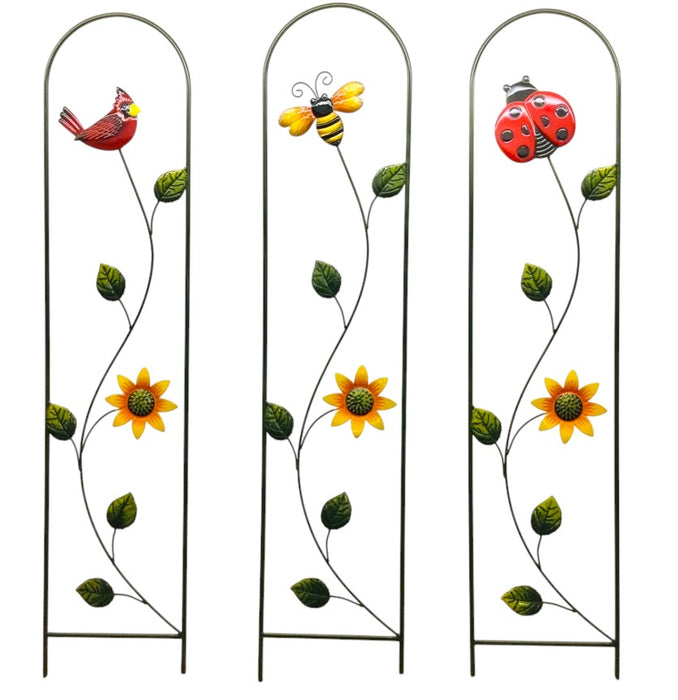 Metal Trellis.  Lady Bug, Cardinal or Bee.  48” Tall x 10”Wide.  ⚠️ Oversized Item.  Store Pick Up Only! No Shipping.