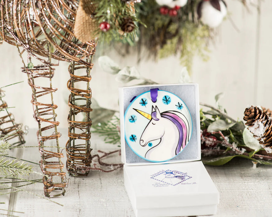 Unicorn Ornament.  Can be personalized with names, dates & more!