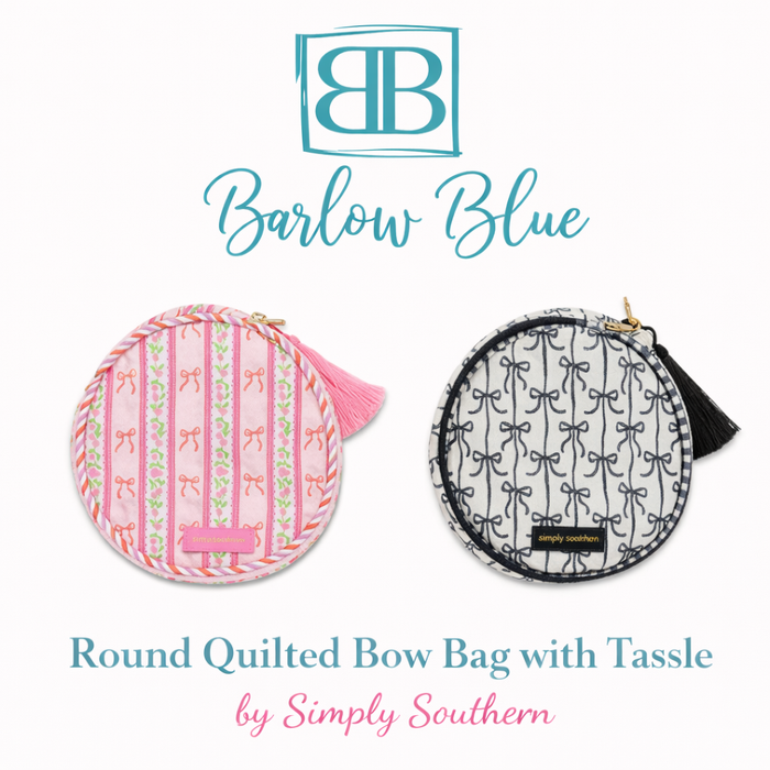 Round Quilted Bow Bag with Tassle by Simply Southern.  Pink Bows or Black Bows