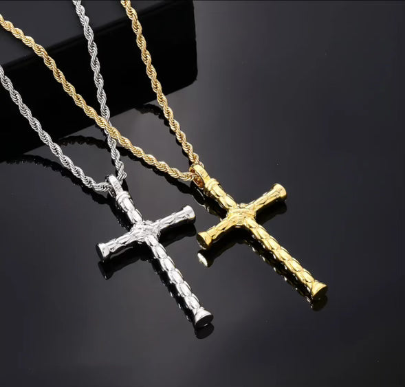 Men’s large cross necklaces- available in Gold and Silver