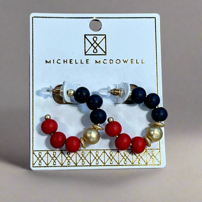 Red, Black, & Gold Janette Beaded Hoops- Perfect For Game Day To Show Your School Spirit!!