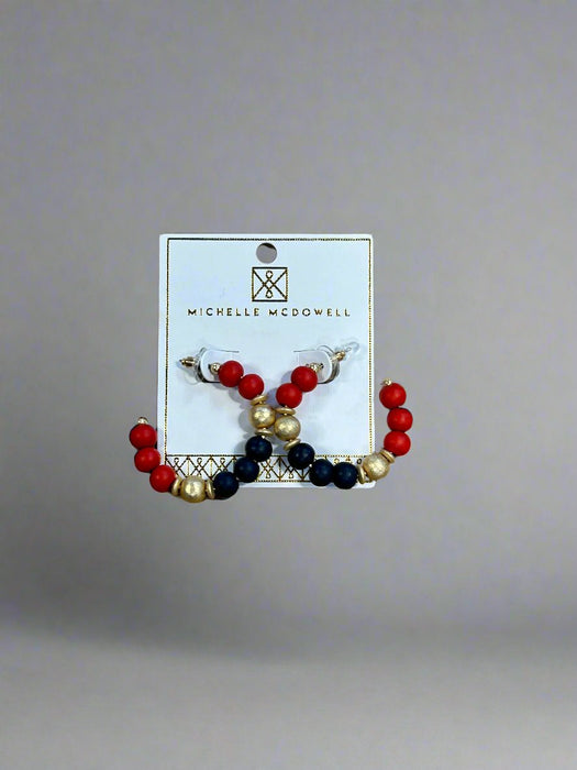 Red, Black, & Gold Janette Beaded Hoops- Perfect For Game Day To Show Your School Spirit!!