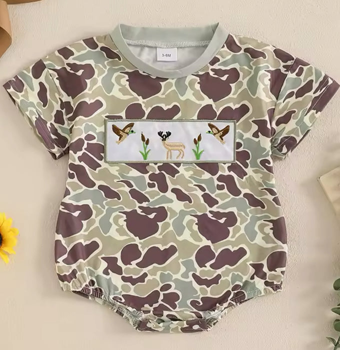 Camouflage Deer & Duck Bubble Romper for Baby Boys or Girls