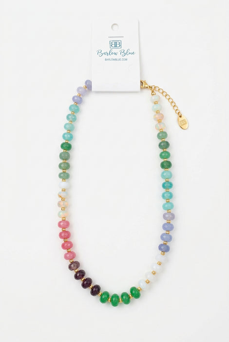 Multicolor Small Beaded Necklace with Gold Accents