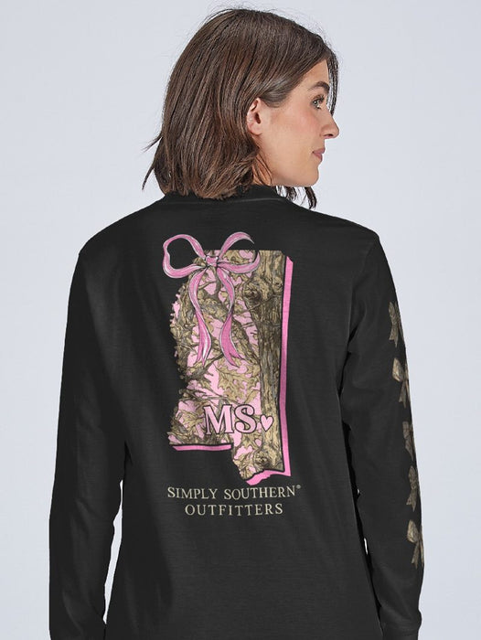 Pink & Camo MS Black Long Sleeve Tee