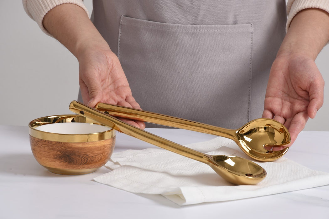 Gold Salad Serving Set