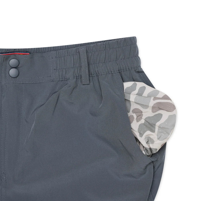 Men's Burlebo River Rock Grey Everyday Shorts with Classic Deer Camo Pockets  - Available in Different Inseam Sizes!