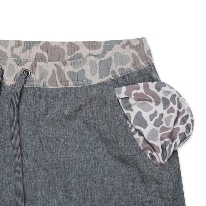 Men's Burlebo Grizzly Grey Athletic Shorts with Classic Deer Camo Liner- Available in Different Inseam Sizes!