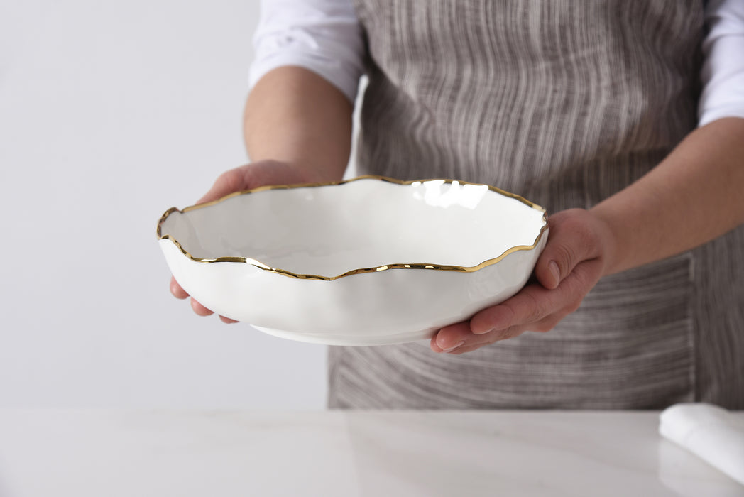 Cream & Gold Pasta Bowls