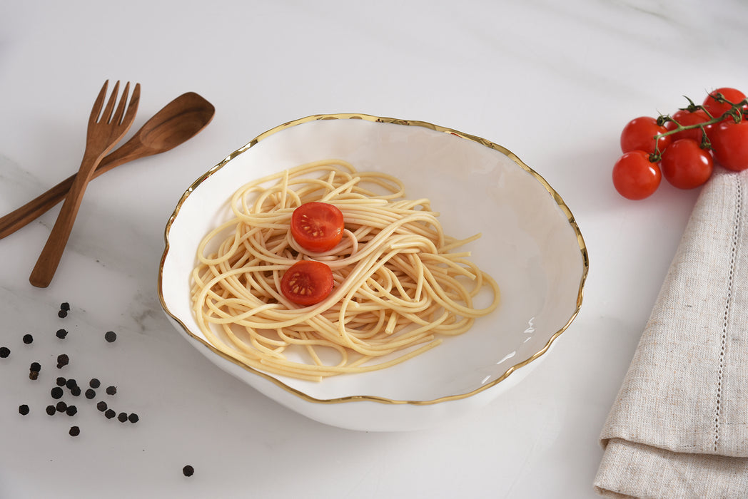 Cream & Gold Pasta Bowls