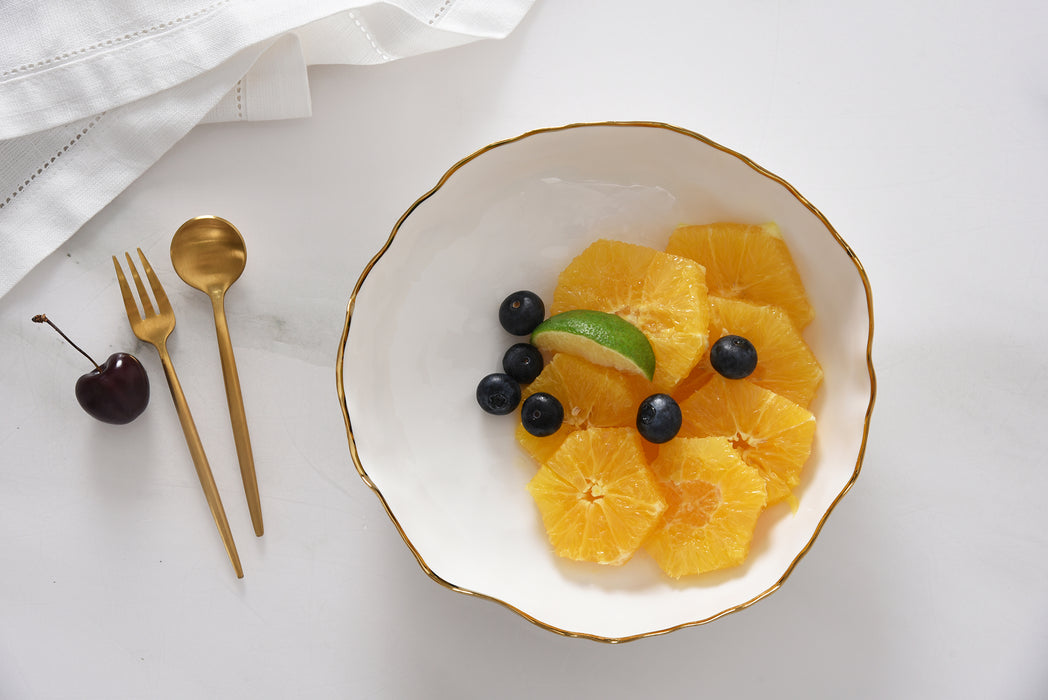 Cream & Gold Pasta Bowls