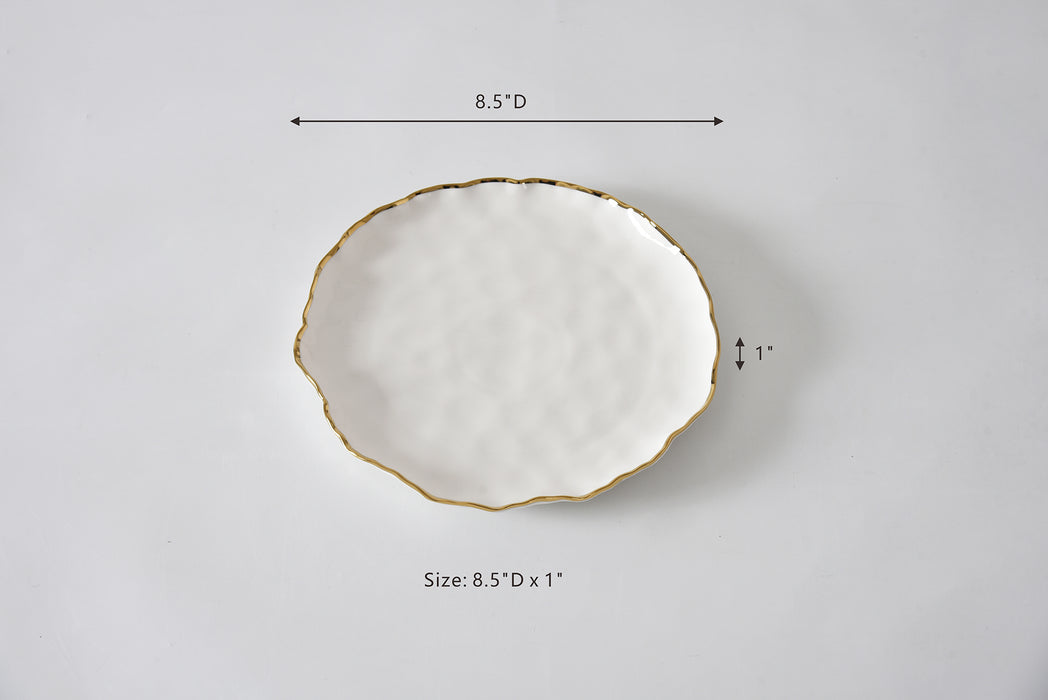 Cream & Gold Round Salad Plates