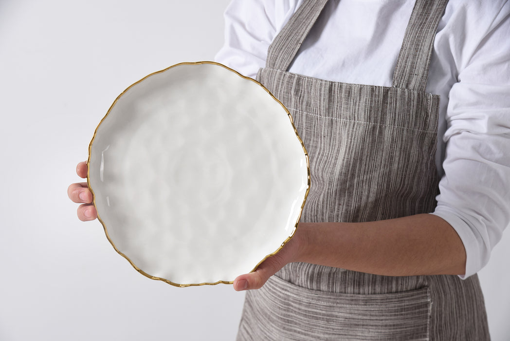 Cream & Gold Round Salad Plates