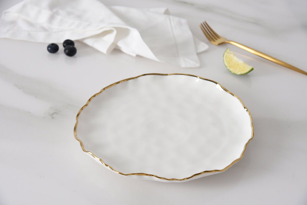 Cream & Gold Round Salad Plates