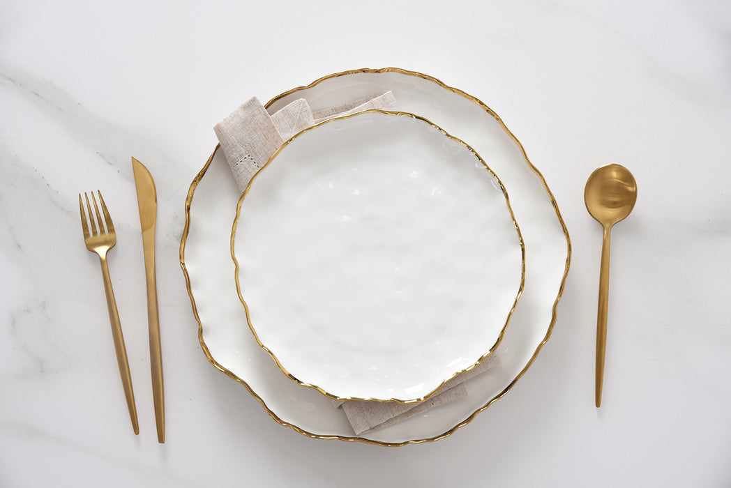 Cream & Gold Round Salad Plates