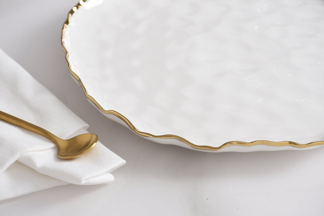 Cream & Gold Round Dinner Plates
