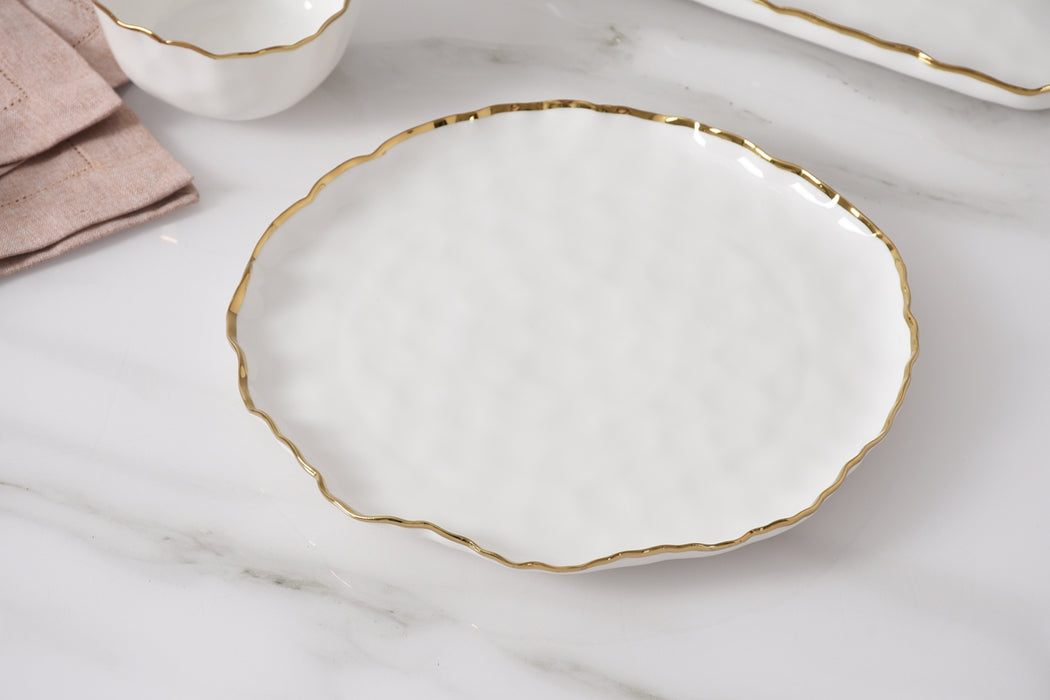 Cream & Gold Round Dinner Plates