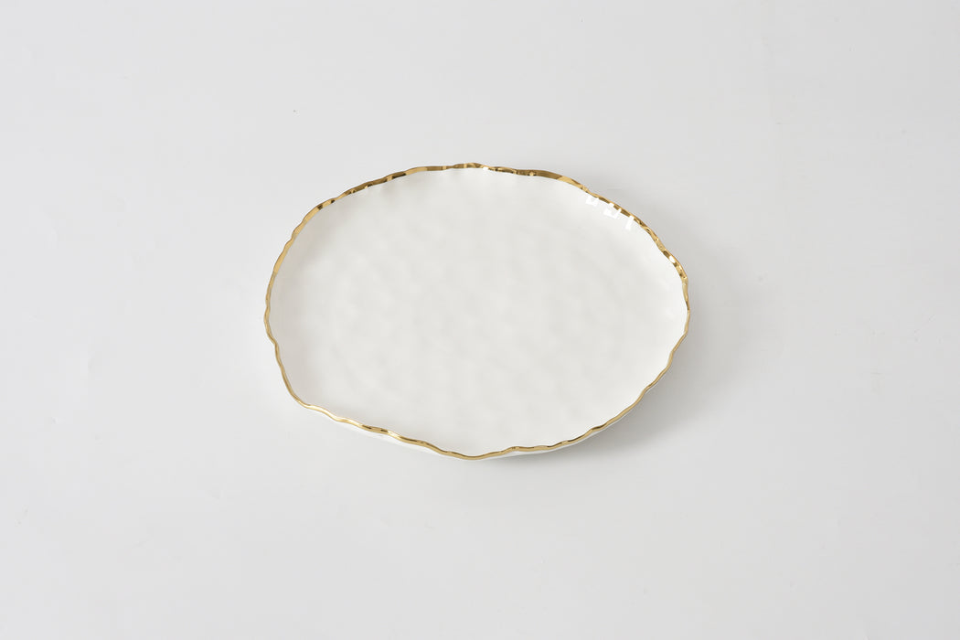 Cream & Gold Round Dinner Plates