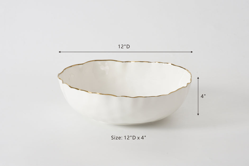 Cream & Gold Large Bowl