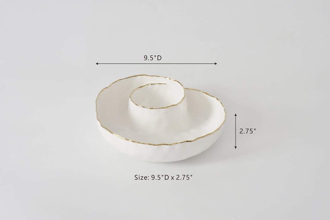 Cream & Gold Round Chip & Dip