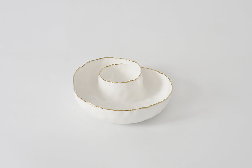 Cream & Gold Round Chip & Dip