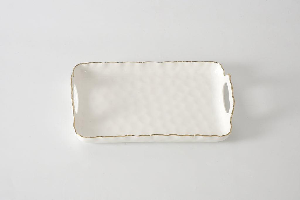 Cream & Gold Small Tray with Handles