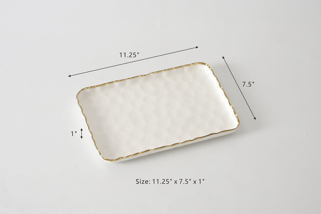 Cream & Gold Small Rectangular Tray