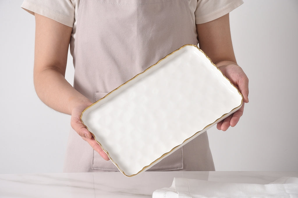 Cream & Gold Small Rectangular Tray