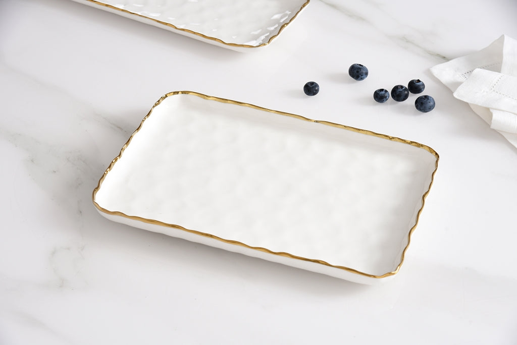 Cream & Gold Small Rectangular Tray