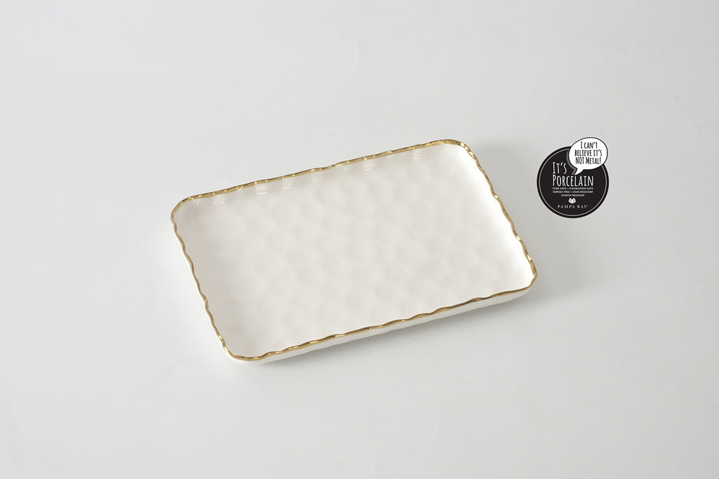 Cream & Gold Small Rectangular Tray