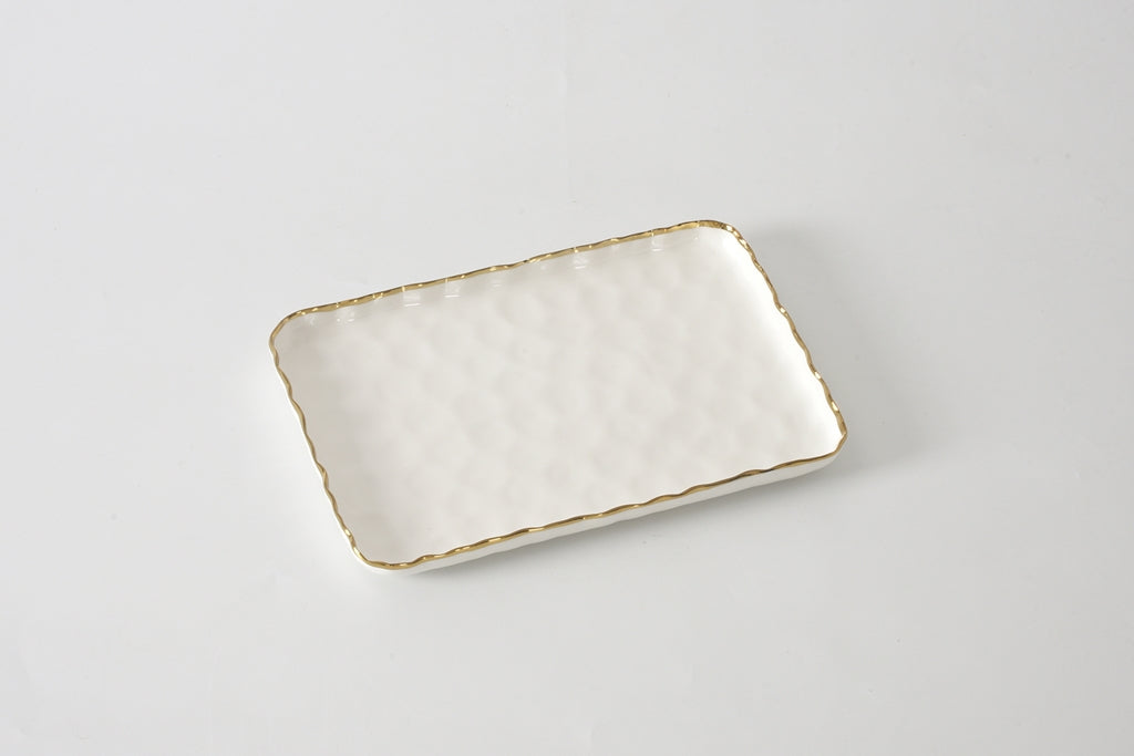 Cream & Gold Small Rectangular Tray