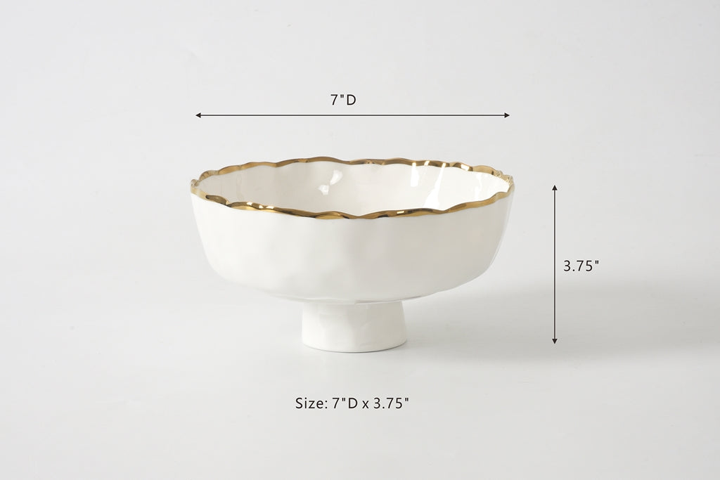 Cream & Gold Small Footed Bowl