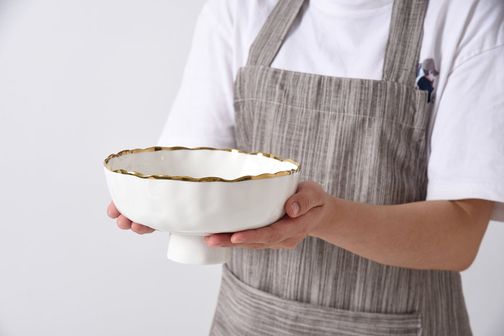 Cream & Gold Small Footed Bowl
