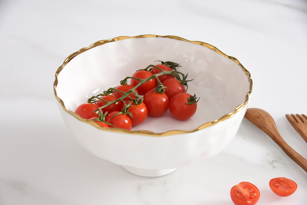 Cream & Gold Small Footed Bowl