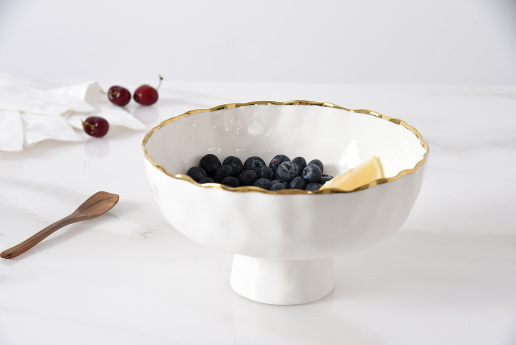 Cream & Gold Small Footed Bowl