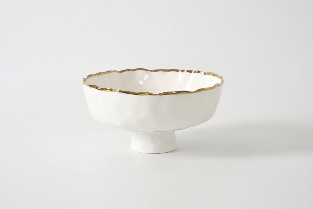 Cream & Gold Small Footed Bowl
