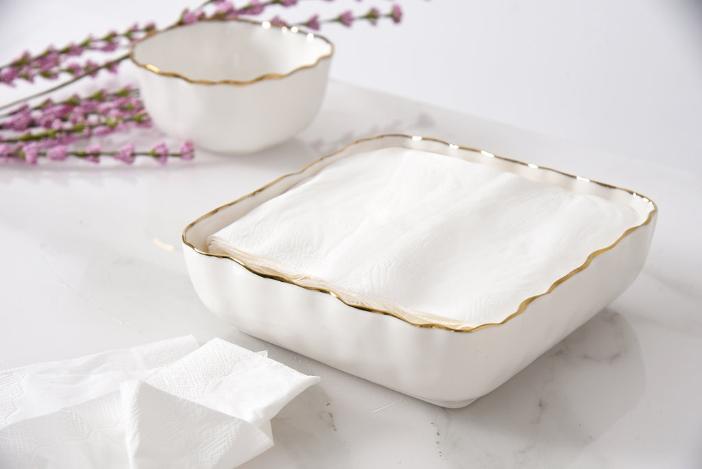 Cream & Gold Cocktail Napkin Holder