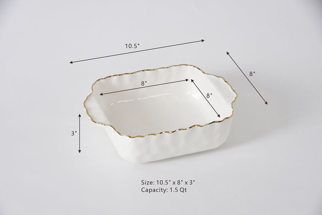 Cream & Gold 8″ x 8″ Square Baking Dish