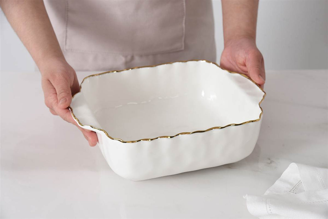 Cream & Gold 8″ x 8″ Square Baking Dish