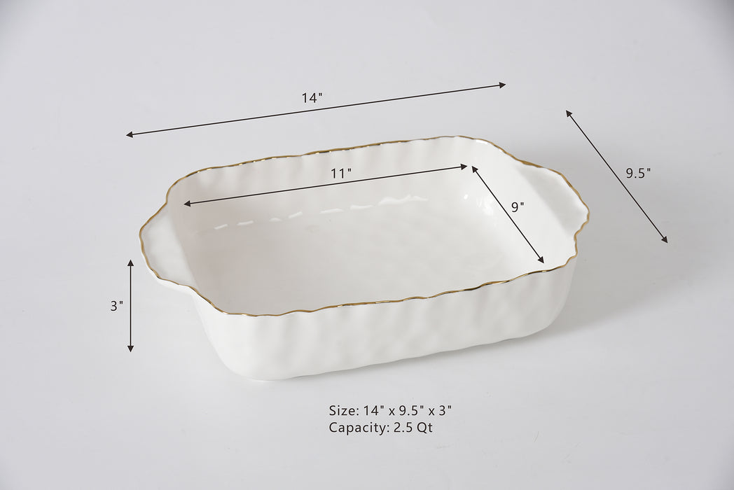 Cream & Gold 11″ x 9″ Rectangular Baking Dish