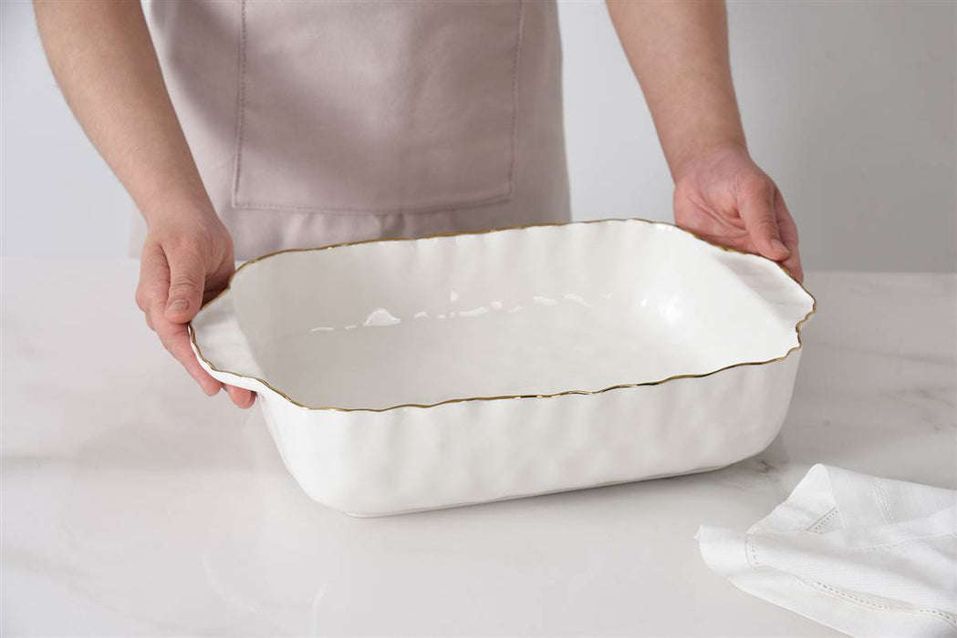 Cream & Gold 11″ x 9″ Rectangular Baking Dish