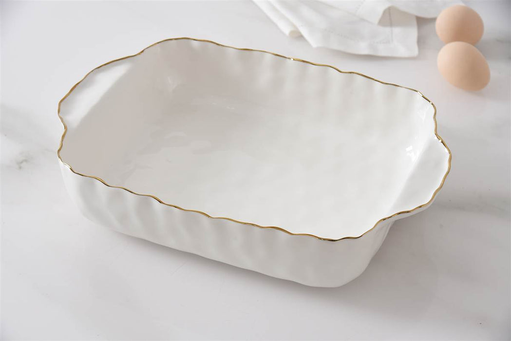 Cream & Gold 11″ x 9″ Rectangular Baking Dish